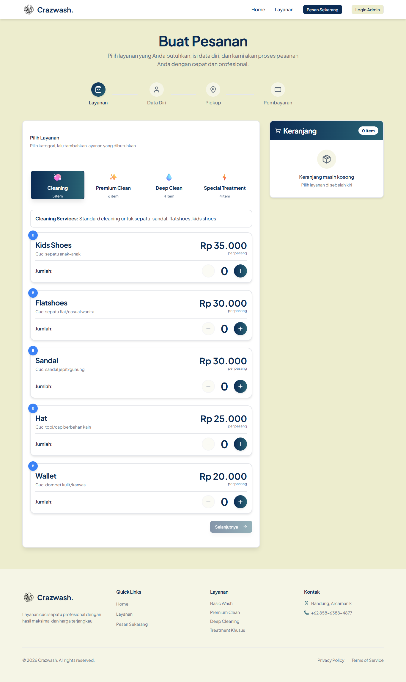 Order flow — pick a category