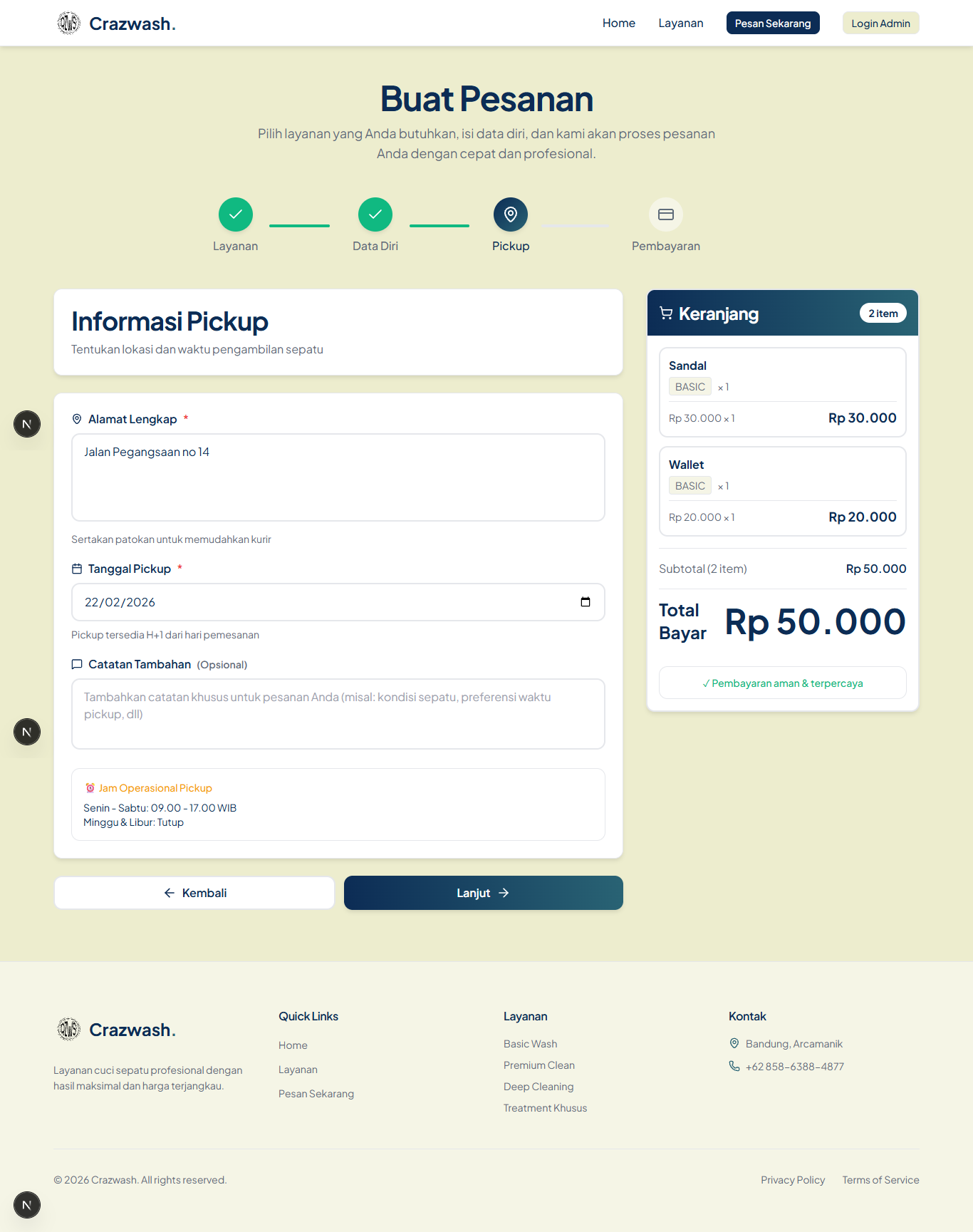 Order flow — add to cart